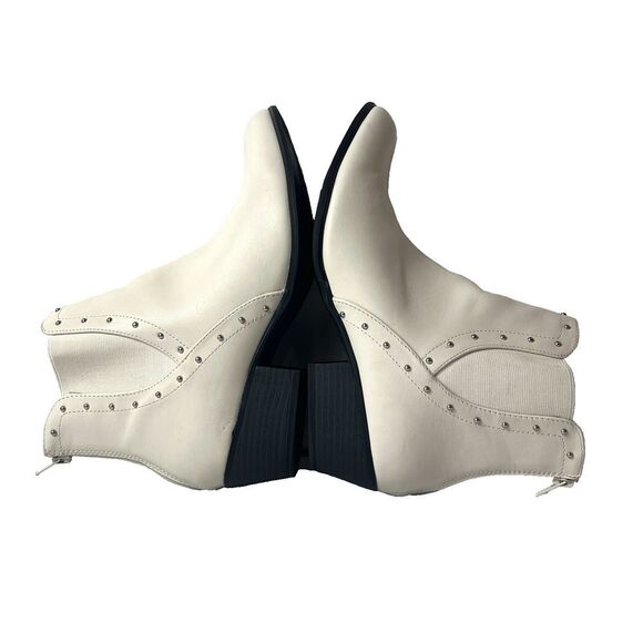 Esprit Ankle Heel Bootie Womens Sz 11 M Ivory Faux Leather Zip Up Comfort Casual - Picture 4 of 10